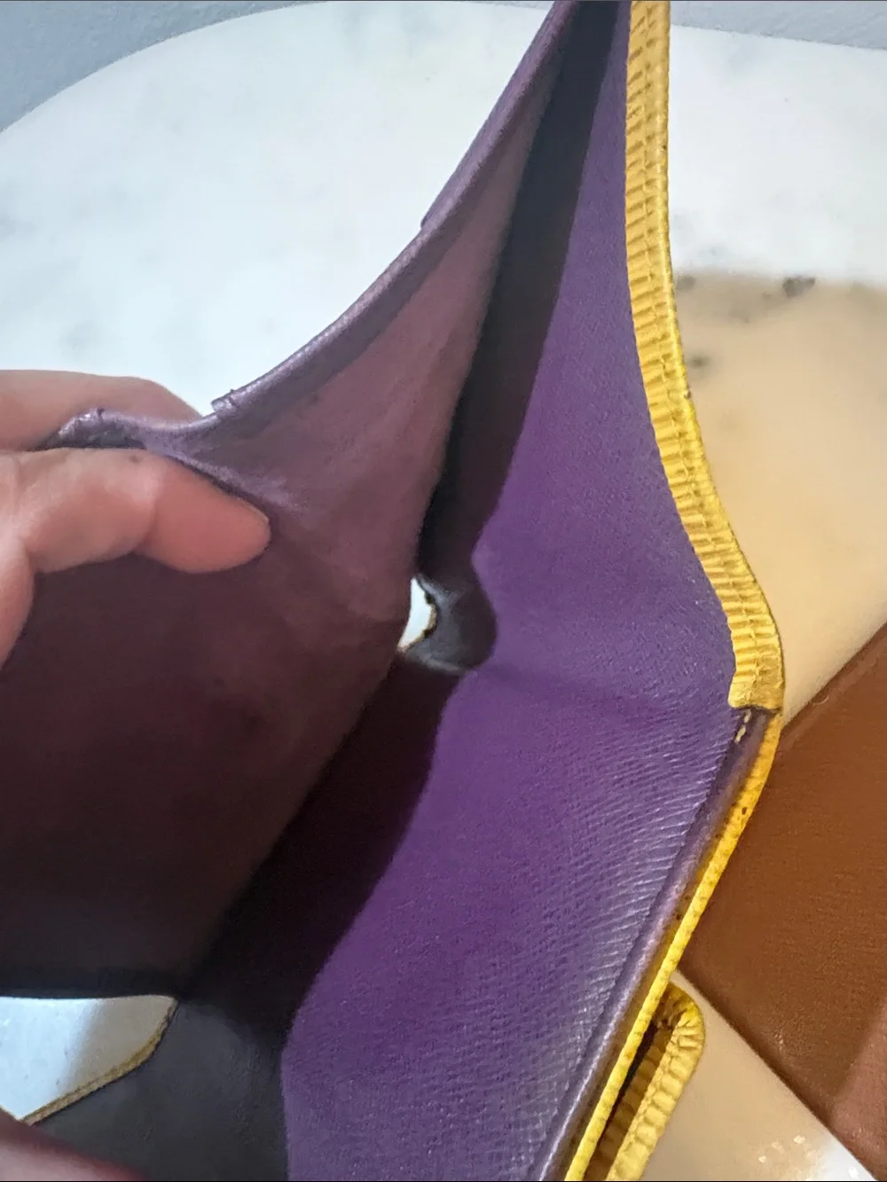 Louis Vuitton Yellow Textured Epi Leather Wallet